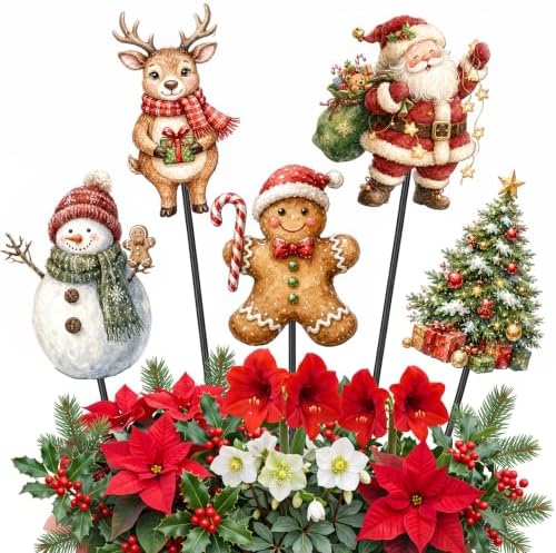 5 Pack 12'' H Metal Christmas Yard Stakes Outdoor Decorations by Roowest