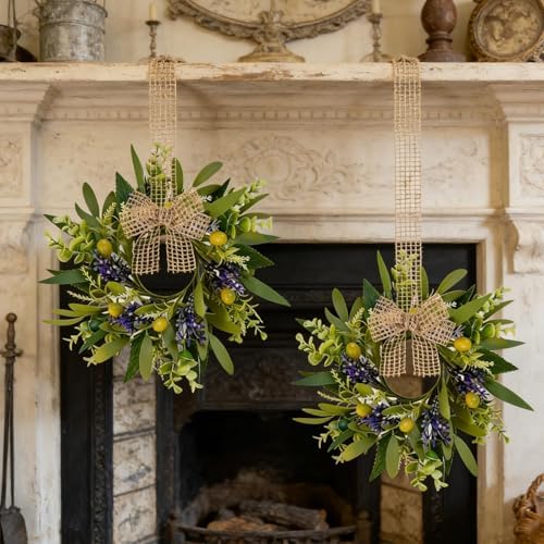 4 PCS Eucalyptus Olive Candle Rings Wreaths Spring Summer Greenery Kitchen Cabinet Wreaths Mini Green Boxwood Leaves Candle Wreath for Pillars Farmhouse Wedding Celebrations Tabletop Decoration - Image 6
