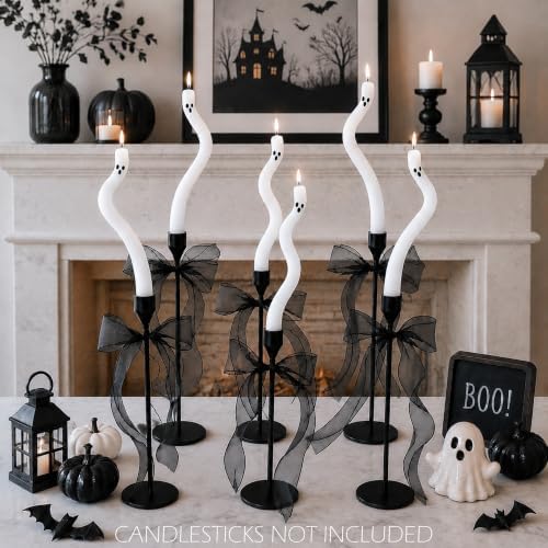 AYGXU Halloween Decorations Indoor-6 Pcs Twisting Ghost Candles with Ribbons Decor,Taper Candles,Halloween centerpieces for Party,Tables,Fireplace Decorations(Candlesticks not Included) by AYGXU