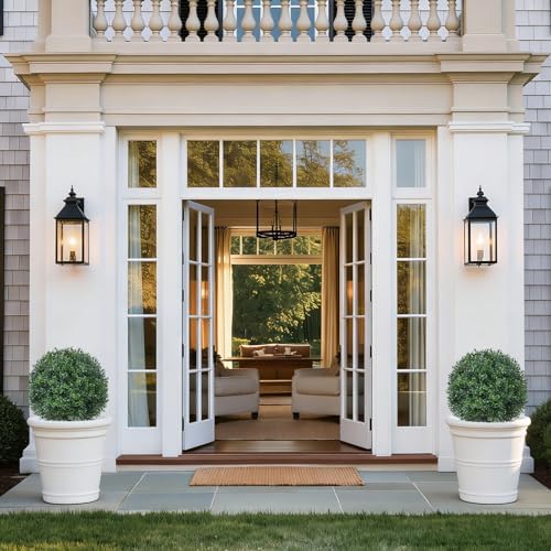 2PCS 24" Artificial Boxwood Topiary Ball Trees with Ground Spike - Image 2