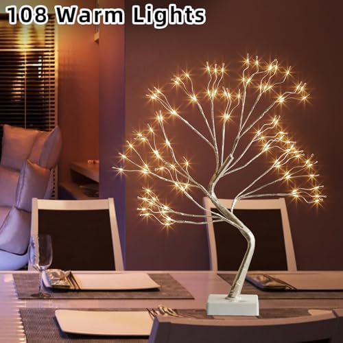 Fairy Lights Spirit Tree, Lighted Tabletop Bonsai Tree (2PK Sliver) - Image 5