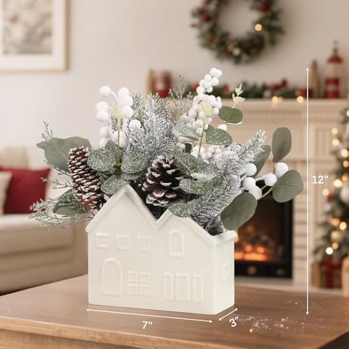 Small Christmas Tree Table Decorations, Artificial Mini Christmas Tree with Pine Cones, Christmas Plants Decorations in Ceramic Pot, Tabletop Ornaments for Home Indoor Fireplace Dining Table Decor - Image 2