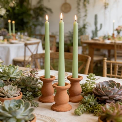 20-Pack Sage Green Taper Candles Unscented, 10 Inch Tall Dinner Table Candles for Wedding Centerpieces, Bulk Candlesticks Smokeless Dripless, Green Decorative Candle for Home Decor - Image 4