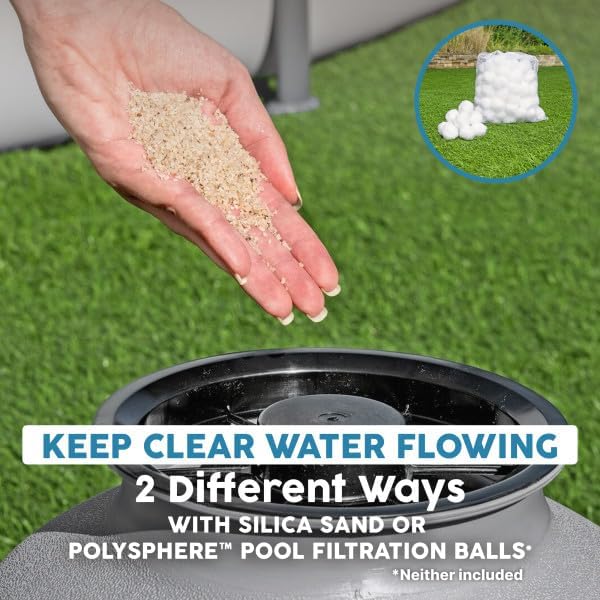 Bestway 2,200 GPH Above Ground Swimming Pool Sand Filter Pump | Compatible with Pools: 300 to 14,400 Gallons, Corrosion-Resistant Tank, Pre-Assembled, Low-Maintenance Pump with Adapters