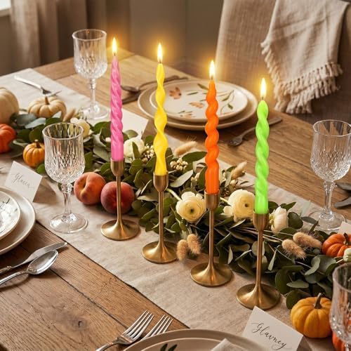 Nuanchu 4 Pcs Twisted Taper Candles,7.87 Inch,Pure,Neon - Image 5