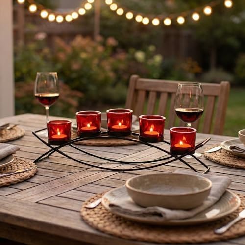 Seraphic Centerpiece Table Decoration, Candle Holder Dining Room Decor, Red - Image 2