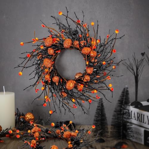 12 PCS Halloween Candle Rings Wreaths Black Orange Cabinets Wreath - Image 4