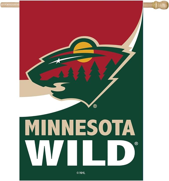NHL Minnesota Wild House Flag, 28 x 44, Double Sided Garden Flags for Outside, Outdoor Flags & Banners for Gardens Patio, Indoor Wall Decor Flag for Room