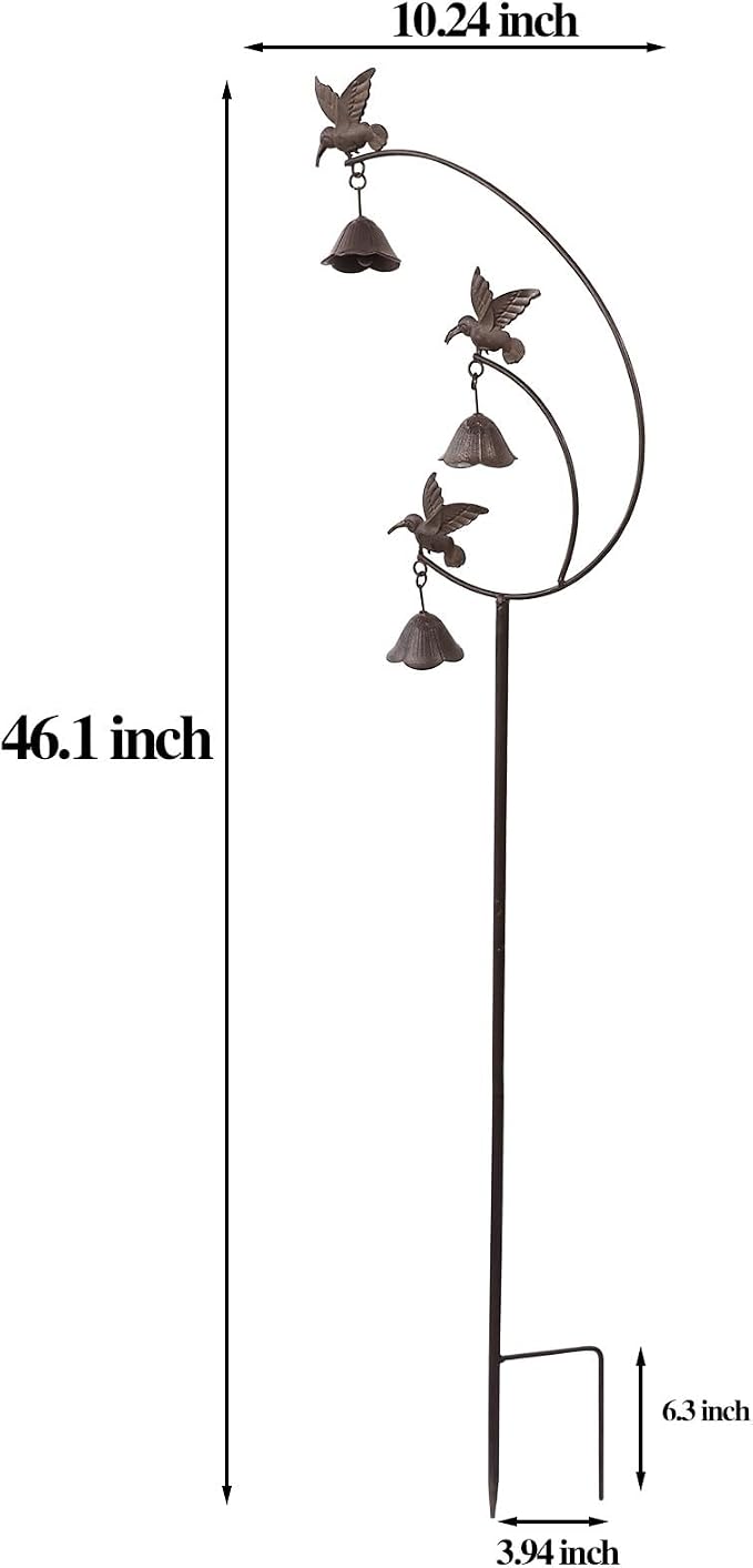 Gardens Metal Hummingbirds with Bells for Outside Garden Art,Decorative Garden Stakes