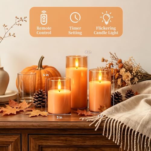 Amagic Orange Halloween Glass Flameless LED Pillar Candle with Remote Timer - Image 5