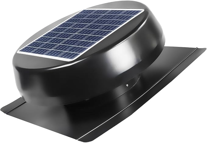 Maxx Air Solar Attic Fan with 12'' Nylon-Fiber-Aluminum Blades, Solar Powered Attic Exhaust Fan, Adjustable 25W/22V Solar Panel, IP68 DC Motor, Built-in Thermostat, Aluminum Mesh Guard