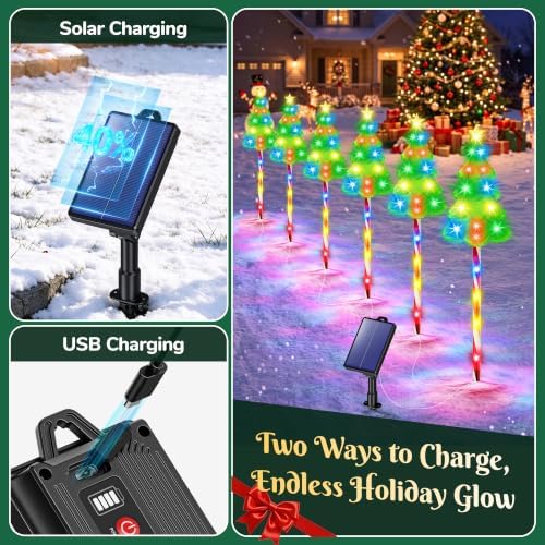 Solar Christmas Decorations, Christmas Tree Pathway lights Outdoor - Image 3