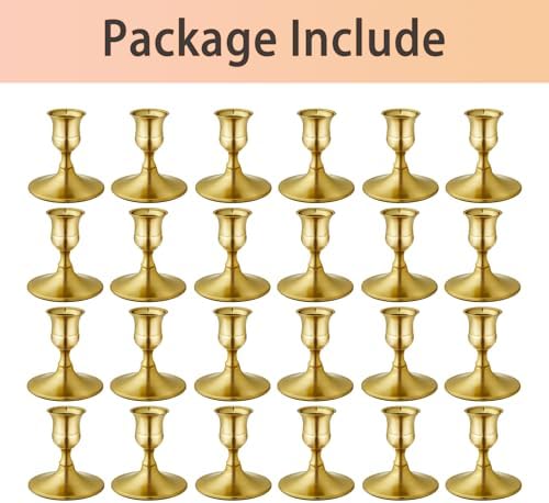Brass Candlestick Holders, Small Taper Candle Holders, Bulk 24-Pack - Image 5