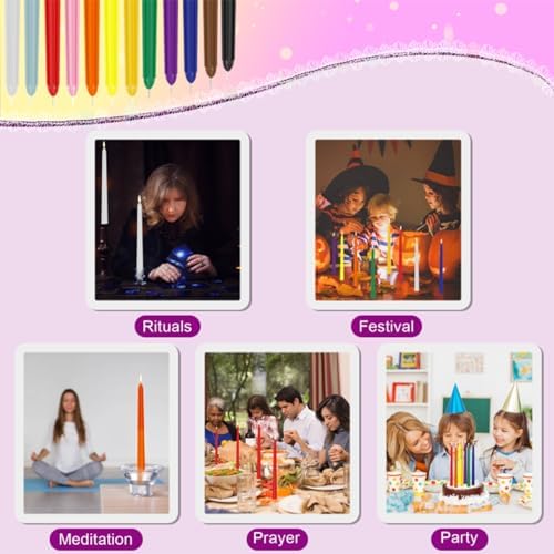 Tobeape 10 Inch Colored Taper Candle Sticks 24 Pack, Unscented & Dripless - Image 6