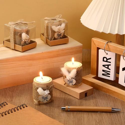 Mtlee 20 Sets Baptism Candle Favors for Guests, White1, Thank You - Image 3
