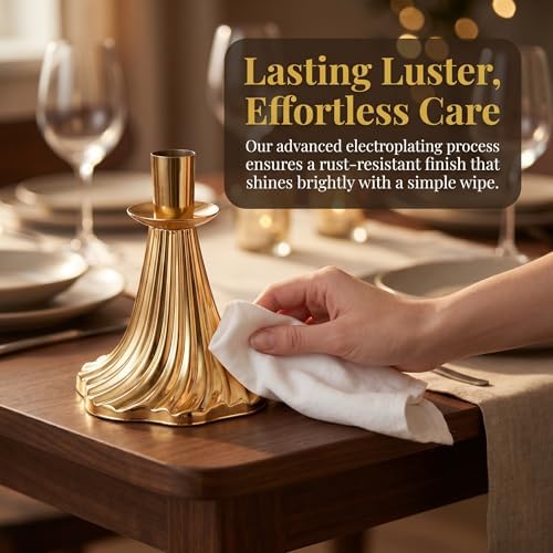 Taper Candle Holders Set of 12 - Victorian Style Gold Vintage Modern Decor, Table Mantel Centerpiece for Wedding Housewarming, Fits Standard Taper Candles - Image 5