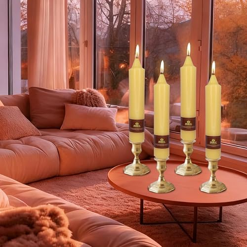 Beeswax Taper Candles 7 inch Beeswax Taper Candlesticks 4 PCS Short Candlesticks Smokeless Tapered Candle for Home Dinner Party Decoration - 8 Hour Burn Time - Image 2