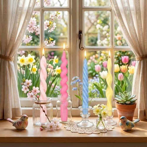 Nuanchu 4 Pcs Twisted Taper Candles,7.87 Inch,Pure,Pastel - Image 3