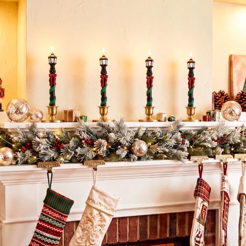 Nuanchu 4 Pcs Xmas Streetlights Shaped Taper Candles Winter Table Decor - Image 5