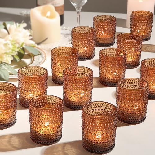 36 Pack Votive Candle Holders, Amber Vintage Candles Holders for Christmas by TRIRITE
