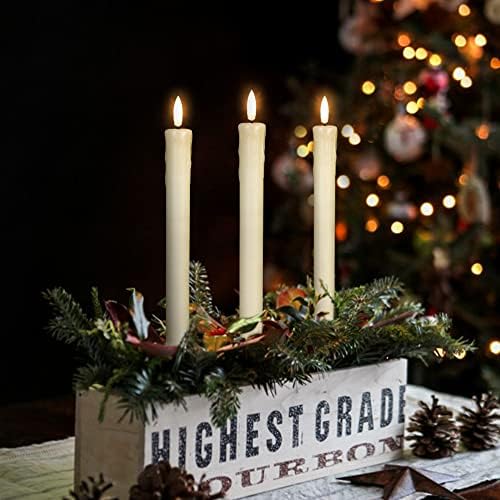 GenSwin Drip Wax Flameless Taper Candles Battery Operated with Remote Timer - Image 2