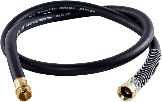 Guitrees Leader Garden Hose 5ft x 5/8", Heavy Duty Short Water Hose, Male to Female Fittings, Five Layered Braiding for Durability, 1000PSI Burst, 300PSI Working (Black)