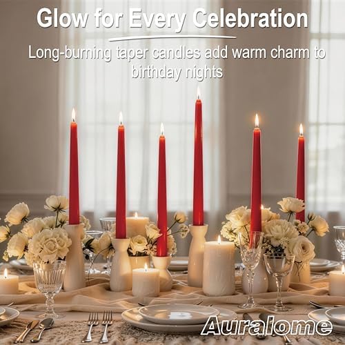 Red Taper Candles 10-Inch - Dripless Tall Christmas 12 Pack Tapered Candlesticks Unscented Smokeless Long Slow Burning Red Candle Sticks Paraffin Wax for Dinner Valentine’s Day Decor - Image 5