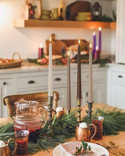 10" Taper Candles-12 Pack Brown Candlesticks-Unscented Dripless Candles 8 Hour Burn for Holidays,Weddings,Fall Harvest Halloween Thanksgiving Dinners Parties and Home Decor - Image 4