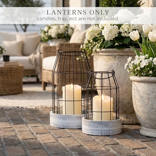 Rustic Farmhouse Lantern Decor Set of 2 - Stylish Decorative Lanterns - Image 3