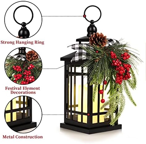 WOKEISE Metal Christmas Vintage Candle Lanterns with LED Light - Image 4