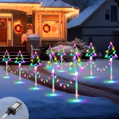 10 Pcs Christmas Tree Pathway Lights Outdoor Decorations, Colorful by VIHOSE