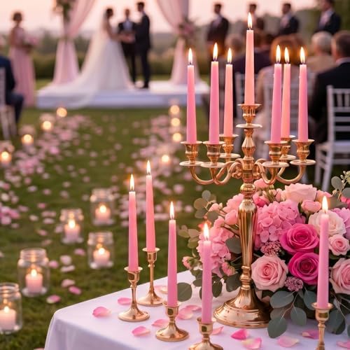 Hausware 36 Pack Taper Candles, 8 Hour Burn Time,Unscented Dripless and Smokeless, 10 inch Elegant Premium Quality Dinner Candle for Home Décor, Restaurant, Wedding, Party Candlesticks (Pink) - Image 2