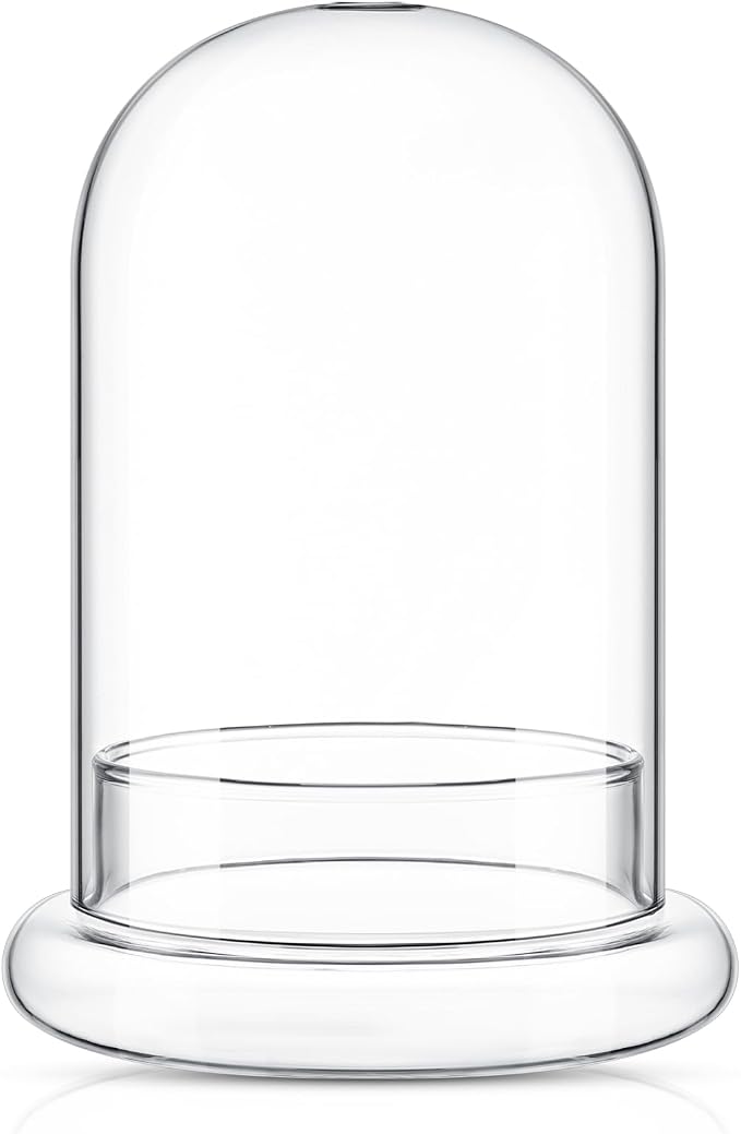 1 PC 5.9 x 7.9 Inch Glass Terrarium Dome Cloche with Air Hole & Glass Base, Clear Terrarium Containers Ventilated Plant Humidity Dome for Carnivorous Plants Orchids Tropical Cuttings, No Leakage