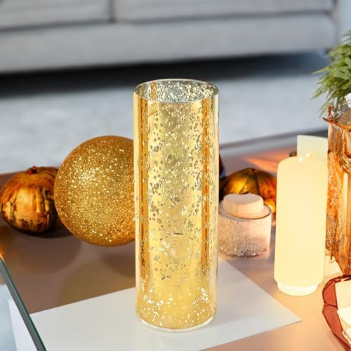 WGVI Hurricane Candle Holder Sleeve, W: 4", Ht: 12", Gold Speckled Glass Cylinder Open Both Ends, Chimney Tube Shade, 12 Piece - Image 6