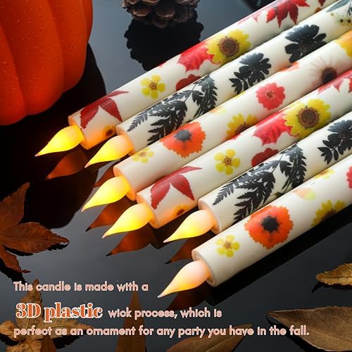 6pcs Fall Decor Flameless Candles, Battery Operated Candlesticks - Image 4