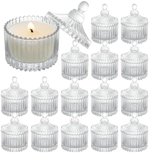STARVAST 16 Pack Clear Glass Votive Candle Holders with Lids, 2.7×3.5In by STARVAST