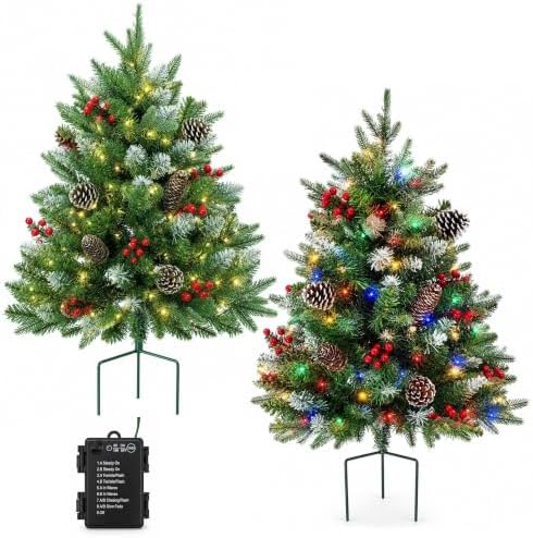 Outdoor Christmas Urn Filler, 36 inch Lighted Christmas Tree（2 Pack） by Unknown
