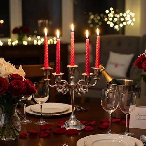 Rely+ 5 Arm Candelabra Taper Candle Holders Decorations Indoor Kitchen Décor Table Candles Candlestick Candelabra Centerpiece (Silver) - Image 5