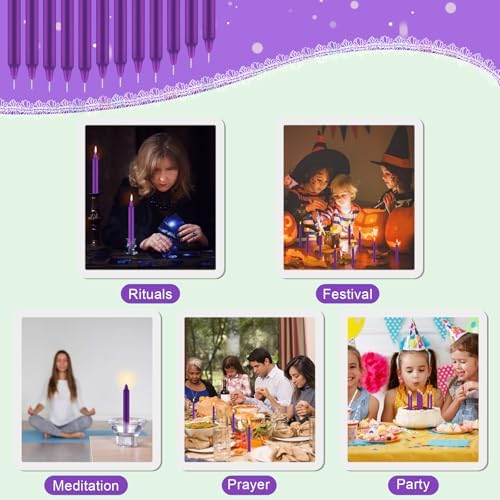 Tobeape 24 Pack Purple Spell Chime Candles, 4" Unscented Mini Taper Candles - Image 6