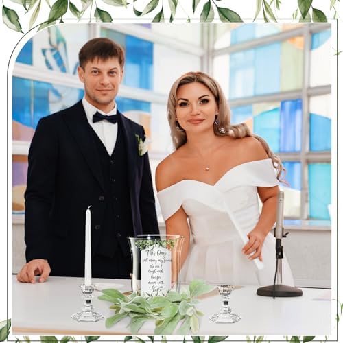 Irenare Unity Candles for Wedding Ceremony with Holder,Green Leaf - Image 4