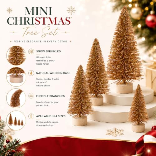 SATINIOR 60 Pcs Autumn Bottle Brush Trees Mini Christmas Sisal Trees - Image 4
