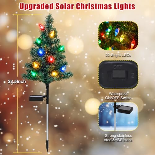 Solar Christmas Trees for Outside Decorations, Mini Pathway Lights, 4 Pack - Image 3