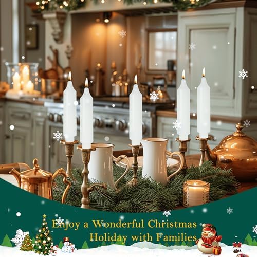 White Short Taper Candles 6 inch Candle Sticks Unscented Dinner Candle Dripless for Home Decor,Christmas Table Decor，Weddings Festive Party Women Gifts，Set of 4 - Image 2