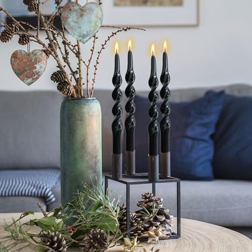 Unscented Spiral Candles Smokeless Long Tapered Candle 10 Inch Black Candlesticks Handmade Twisted Candles for Wedding Home Decor Gift - Image 4