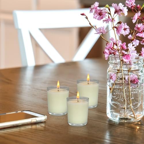 48 Pack Unscented Clear Glass Filled Votive Candles. Hand Poured Wax Candle Ideal Gifts - Image 5
