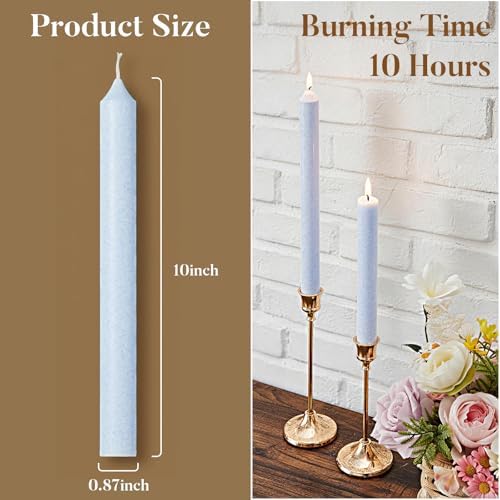 Ashlux 12 Pack Taper Candles, 10 Inch Unscented Palm Candlesticks Dripless - Image 4