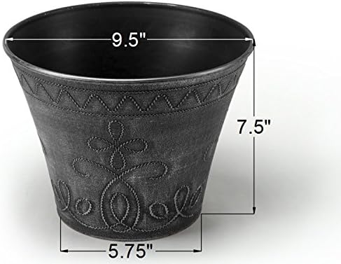 Set of 2 Decorative Planter Rustic Medieval/French Country Look Flower Nursery Pot for Indoor, Outdoor, Garden, Patio, Office, Home Decor Use. Long Lasting, Reusable Light Weight (Silver)