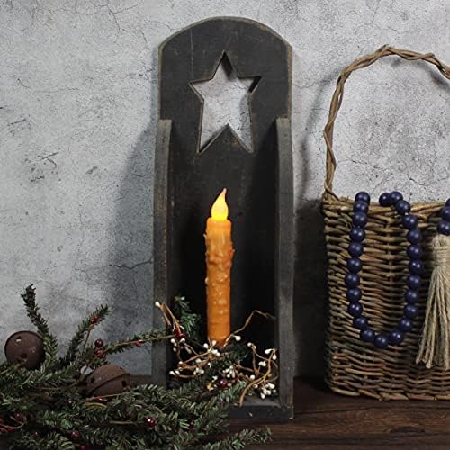 CVHOMEDECO. Real Wax Hand Dipped Battery Operated LED Timer Taper Candles Rustic Primitive Flameless Lights Decor, 6-3/4 Inch, Orange, 2 PCS in a Package - Image 4