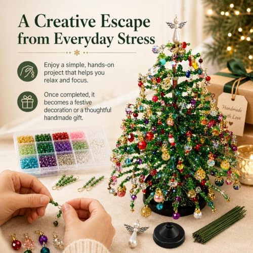 2027Upgraded DIY Beaded Christmas Tree Kit,Handmade Mini Desk Xmas Bead Art - Image 3