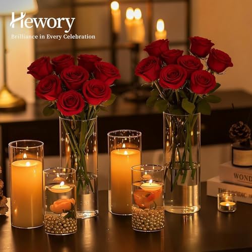 Hewory Hurricane Glass Candle Holders: 6 PCS Clear Hurricane Vase, 3 Sizes - Image 2